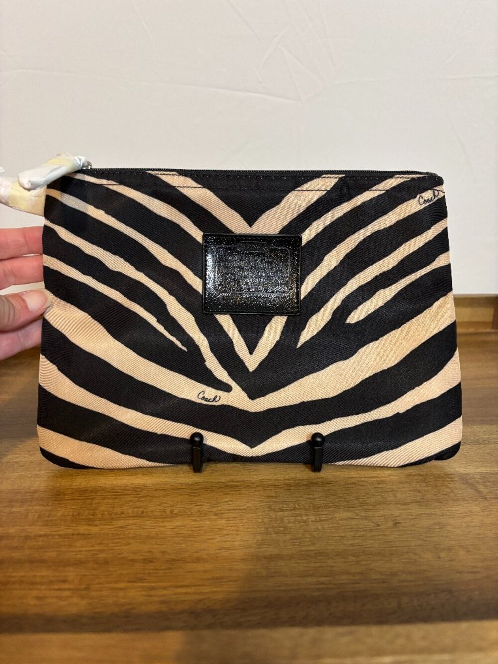 Coach Zebra Print Nylon Cosmetic Weekender Bag Pouch